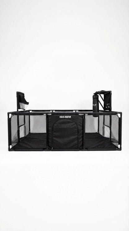 Kids Arena speelbox van voren, met de rits-deur en mesh-wanden